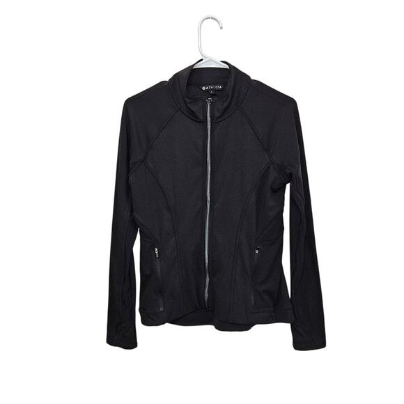 Athleta Jacket Womens Small Black Full Zip Vented Mesh Long Sleeve Pockets - Picture 1 of 10